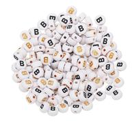 sourcing map 200 Pcs 4x7mm Acrylic Letter Beads, Round White Alphabet Beads Letter B, Alphabet Spacer Beads for Jewelry Making Bracelets Necklaces