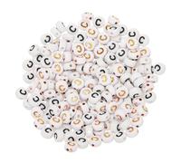 sourcing map 200 Pcs 4x7mm Acrylic Letter Beads, Round White Alphabet Beads Letter C, Alphabet Spacer Beads for Jewelry Making Bracelets Necklaces