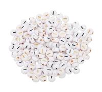 sourcing map 200 Pcs 4x7mm Acrylic Letter Beads, Round White Alphabet Beads Letter I, Alphabet Spacer Beads for Jewelry Making Bracelets Necklaces