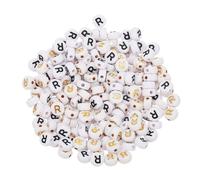sourcing map 200 Pcs 4x7mm Acrylic Letter Beads, Round White Alphabet Beads Letter R, Alphabet Spacer Beads for Jewelry Making Bracelets Necklaces
