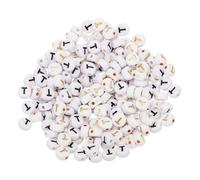 sourcing map 200 Pcs 4x7mm Acrylic Letter Beads, Round White Alphabet Beads Letter T, Alphabet Spacer Beads for Jewelry Making Bracelets Necklaces