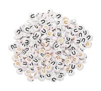 sourcing map 200 Pcs 4x7mm Acrylic Letter Beads, Round White Alphabet Beads Letter U, Alphabet Spacer Beads for Jewelry Making Bracelets Necklaces