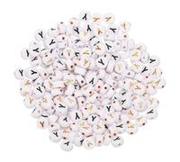 sourcing map 200 Pcs 4x7mm Acrylic Letter Beads, Round White Alphabet Beads Letter Y, Alphabet Spacer Beads for Jewelry Making Bracelets Necklaces