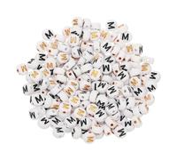 sourcing map 200 Pcs 4x7mm Acrylic Letter Beads, Round White Alphabet Letter m Spacer Beads for Jewelry Making Bracelets Necklaces