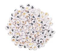 sourcing map 200 Pcs 4x7mm Acrylic Letter Beads, Round White Alphabet Letter P Spacer Beads for Jewelry Making Bracelets Necklaces