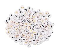 sourcing map 200 Pcs 4x7mm Acrylic Letter Beads, Round White Letter J Alphabet Spacer Beads for Jewelry Making Bracelets Necklaces