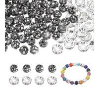 sourcing map 200 Pcs 6mm Rhinestone & Spacer Beads for Jewelry Making, Sparkle Disco Ball Design Crystal Clay Assorted Gems Bulk for Pens Bracelet Necklace Earring DIY Crafting, Black Mineral