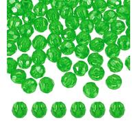 sourcing map 200 Pcs Acrylic Round Faceted Beads 10mm Loose Crystal Spacer Bead for Bracelets Necklace Keychains DIY Crafts Jewelry Making, New Green
