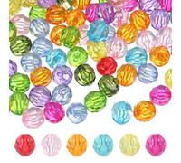 sourcing map 200 Pcs Acrylic Round Faceted Beads 10mm Loose Crystal Spacer Bead for Bracelets Necklace Keychains DIY Crafts Jewelry Making, Mixed Colors