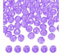 sourcing map 200 Pcs Acrylic Round Faceted Beads 10mm Loose Crystal Spacer Bead for Bracelets Necklace Keychains DIY Crafts Jewelry Making, Blue Purple