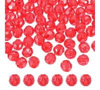 sourcing map 200 Pcs Acrylic Round Faceted Beads 10mm Loose Crystal Spacer Bead for Bracelets Necklace Keychains DIY Crafts Jewelry Making, Red