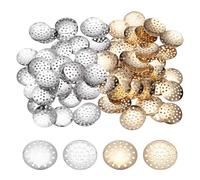 sourcing map 200 Pcs Brooch Base Pad, 20mm Brooches Bouquet Beading Back Holes Round Blank Tray Setting Beads for DIY Crafts Handmade Brooches Jewelry Making Supplies, K Gold/Rhodium