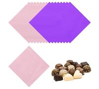 sourcing map 200 Pcs Candy Foil Wrappers, 7.87 x 7.87 Inch Aluminium Foil Chocolate Bar Square Wrappers for Tea Brownies DIY Packaging Wedding Party Decoration, Light Pink/Purple (Orange Peel)