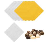 sourcing map 200 Pcs Candy Foil Wrappers, 7.87 x 7.87 Inch Aluminium Foil Chocolate Bar Square Wrappers for Tea Brownies DIY Packaging Wedding Party Decoration, Gold/Silver (Orange Peel)