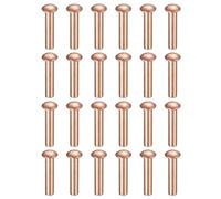 sourcing map 200 Pcs Copper Solid Rivets, 0.12"x0.55" Half Round Head Rivet Metal Fasteners for Electrical Applications, Leather DIY Craft Supplies (M3x14)