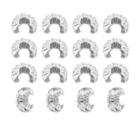 sourcing map 200 Pcs Crimp Bead Covers, 4mm/0.16" Half Round Open Crimp Beads Knot Cover, Metal Small Loose Beads End Tip Caps for Craft DIY, Silver White