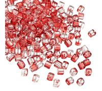 sourcing map 200 Pcs Crystal Cube Beads, 7mm Clear Glass Faceted Square Spacer Beads Craft Making Supplies for Jewelry DIY Bracelet Earring Necklace, Red