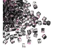 sourcing map 200 Pcs Crystal Cube Beads, 7mm Clear Glass Faceted Square Spacer Beads Craft Making Supplies for Jewelry DIY Bracelet Earring Necklace, Dark Purple