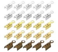 sourcing map 200 Pcs Fold Over Cord Ends, 10.2x2.5mm Ribbon Crimp Ends Cap, Clasp Tips for Leather Craft Jewelry Making DIY (5 Colors)