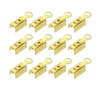 sourcing map 200 Pcs Fold Over Cord Ends, 10.2x2.5mm Ribbon Crimp Ends Cap, Clasp Tips for Leather Craft Jewelry Making DIY (Gold)