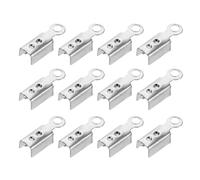 sourcing map 200 Pcs Fold Over Cord Ends, 10.2x2.5mm Ribbon Crimp Ends Cap, Clasp Tips for Leather Craft Jewelry Making DIY (Silver)