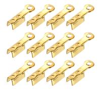 sourcing map 200 Pcs Fold Over Cord Ends, 8.1x1.2mm Ribbon Crimp Ends Cap, Clasp Tips for Leather Craft Jewelry Making DIY (Light Gold)