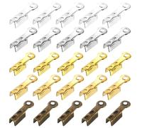 sourcing map 200 Pcs Fold Over Cord Ends, 8.1x1.2mm Ribbon Crimp Ends Cap, Clasp Tips for Leather Craft Jewelry Making DIY (5 Colors)