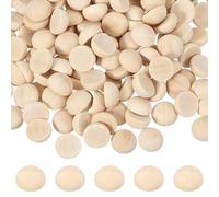 sourcing map 200 Pcs Half Wooden Beads, 0.5 Inch(12mm) Unfinished Natural Split Wood Balls, Wooden Half Sphere for Paint DIY Crafts Art Projects Party Decoration, Wood Color