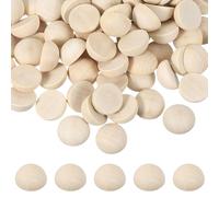 sourcing map 200 Pcs Half Wooden Beads, 1 Inch(25mm) Unfinished Natural Split Wood Balls, Wooden Half Sphere for Paint DIY Crafts Art Projects Party Decoration, Wood Color
