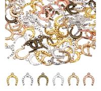 sourcing map 200 Pcs Horseshoe Charm, 16 x 13mm Metal Horseshoe Pendants Alloy Western Horse Shoe Charm Bulk for Necklace Bracelet Jewelry Making, 6 Colors