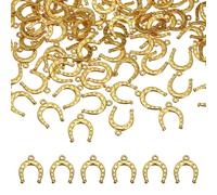 sourcing map 200 Pcs Horseshoe Charm, 16 x 13mm Metal Horseshoe Pendants Alloy Western Horse Shoe Charm Bulk for Necklace Bracelet Jewelry Making, Gold