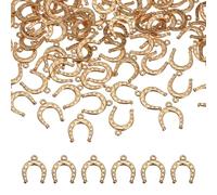 sourcing map 200 Pcs Horseshoe Charm, 16 x 13mm Metal Horseshoe Pendants Alloy Western Horse Shoe Charm Bulk for Necklace Bracelet Jewelry Making, Light Gold