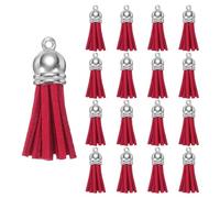 sourcing map 200 Pcs Keychain Tassels, Bulk Leather Tassels for Crafts Colored Tassel Pendants for Acrylic Blanks, Earrings, Keychain Bracelets and Jewelry Making, Red