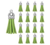 sourcing map 200 Pcs Keychain Tassels, Bulk Leather Tassels for Crafts Colored Tassel Pendants for Acrylic Blanks, Earrings, Keychain Bracelets and Jewelry Making, Deep Green