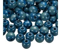 sourcing map 200 Pcs Large Hole Wooden Beads, 15 x 16mm Unfinished Natural Round Wood Spacer Beads Hair Braid Barrel Bead for DIY Crafts Hair Macrame Jewelry Making, Sky Blue