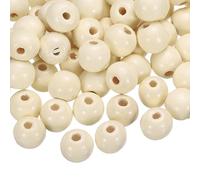 sourcing map 200 Pcs Large Hole Wooden Beads, 15 x 16mm Unfinished Natural Round Wood Spacer Beads Hair Braid Barrel Bead for DIY Crafts Hair Macrame Jewelry Making, White