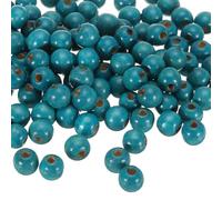 sourcing map 200 Pcs Large Hole Wooden Beads Hair Braid Beads, Unfinished Natural Barrel Wood Spacer Beads for Crafts Hair DIY Macrame Jewelry Making, Blue (14 x 13mm, 5mm Hole)