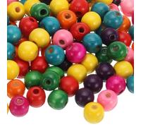sourcing map 200 Pcs Large Hole Wooden Beads Hair Braid Beads, Unfinished Natural Barrel Wood Spacer Beads for Crafts Hair DIY Macrame Jewelry Making, Multi-Colored (14 x 13mm, 5mm Hole)