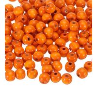 sourcing map 200 Pcs Large Hole Wooden Beads Hair Braid Beads, Unfinished Natural Barrel Wood Spacer Beads for Crafts Hair DIY Macrame Jewelry Making, Orange (14 x 13mm, 5mm Hole)