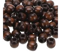 sourcing map 200 Pcs Large Hole Wooden Beads Hair Braid Beads, Unfinished Natural Barrel Wood Spacer Beads for Crafts Hair DIY Macrame Jewelry Making, Brown (16 x 17mm, 7mm Hole)