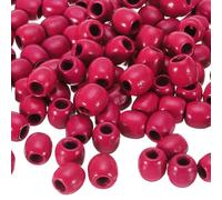 sourcing map 200 Pcs Large Hole Wooden Beads Hair Braid Beads, Unfinished Natural Barrel Wood Spacer Beads for Crafts Hair DIY Macrame Jewelry Making, Rose Red (16 x 17mm, 7mm Hole)