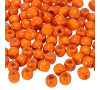 sourcing map 200 Pcs Large Hole Wooden Beads Hair Braid Beads, Unfinished Natural Barrel Wood Spacer Beads for Crafts Hair DIY Macrame Jewelry Making, Orange (16 x 17mm, 7mm Hole)
