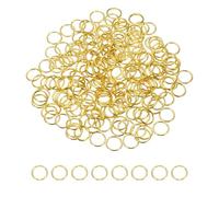 sourcing map 200 Pcs Open Jump Rings, 10mm Split Metal O Ring 1mm Thick Keychains Connector Ring for Jewelry Making DIY Necklaces Bracelet Earrings Craft Making, Gold