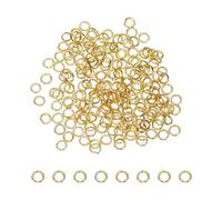sourcing map 200 Pcs Open Jump Rings, 4mm Split Metal O Ring 0.7mm Thick Keychains Connector Ring for Jewelry Making DIY Necklaces Bracelet Earrings Craft Making, Gold