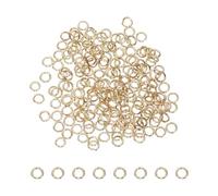 sourcing map 200 Pcs Open Jump Rings, 4mm Split Metal O Ring 0.7mm Thick Keychains Connector Ring for Jewelry Making DIY Necklaces Bracelet Earrings Craft Making, K Gold