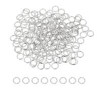 sourcing map 200 Pcs Open Jump Rings, 8mm Split Metal O Ring 0.9mm Thick Keychains Connector Ring for Jewelry Making DIY Necklaces Bracelet Earrings Craft Making, Silver Tone