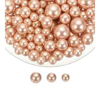 sourcing map 200 Pcs Pearl Bead for Vase Filler, 20/14/10mm Faux Pearl Floating Beads Makeup NO Hole for Candles Centerpieces Table Scatter Wedding Home Decoration(Rose Gold)