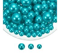 sourcing map 200 Pcs Pearl Bead for Vase Filler, 20/14/10mm Faux Pearl Floating Beads Makeup NO Hole for Candles Centerpieces Table Scatter Wedding Home Decoration(Deep Blue)