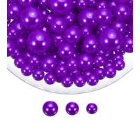 sourcing map 200 Pcs Pearl Bead for Vase Filler, 20/14/10mm Faux Pearl Floating Beads Makeup NO Hole for Candles Centerpieces Table Scatter Wedding Home Decoration(Dark Purple)