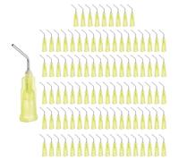 sourcing map 200 Pcs Pre Bent Dispensing Needle Tips, 20 Gauge Stainless Steel 45 Degrees Bent Dispensing Tips 0.5" End Angled Blunt Dispenser Needle with Luer Slip, Yellow